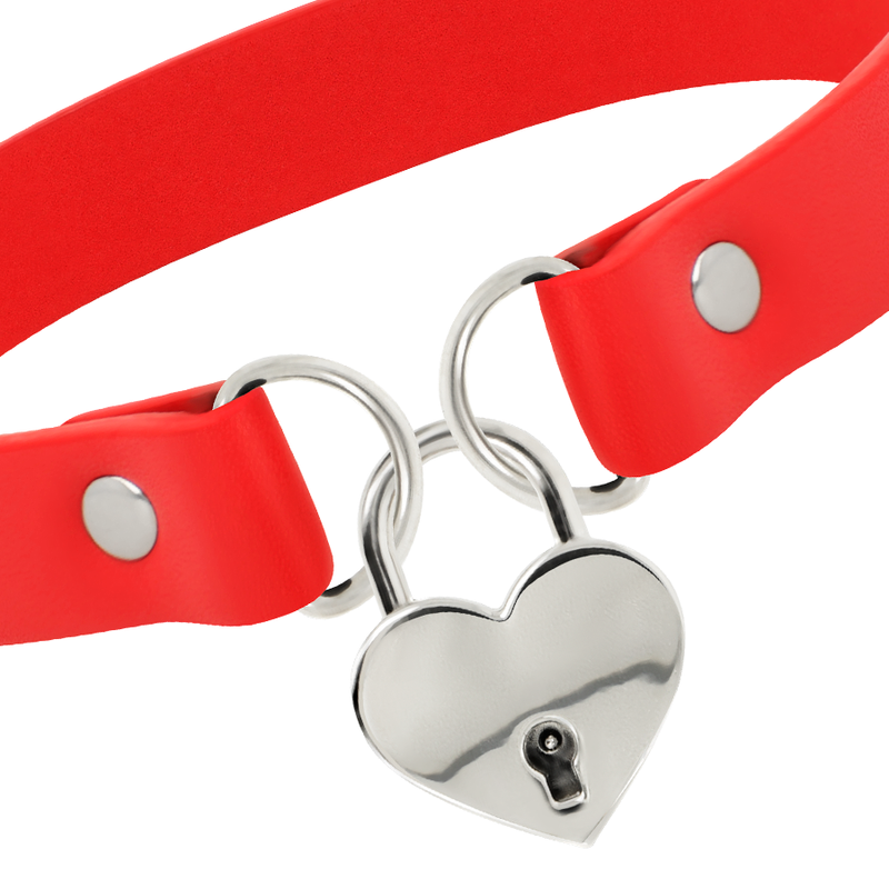 Coquette hand crafted choker keys heart - red