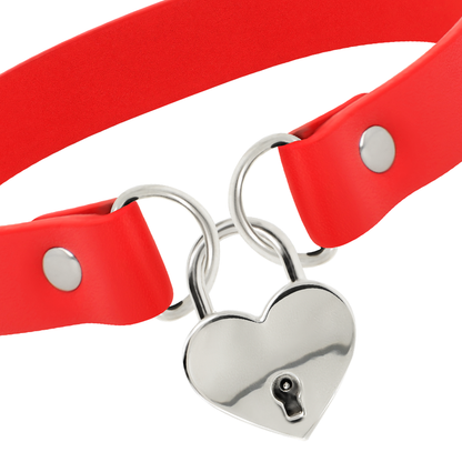 Coquette hand crafted choker keys heart - red