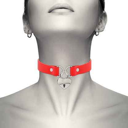 Coquette hand crafted choker keys heart - red