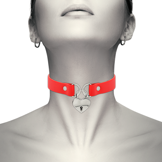 Coquette hand crafted choker keys heart - red