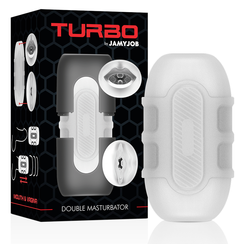 Masturbateur pour hommes - Jamyjob double masturbateur turbo blanc