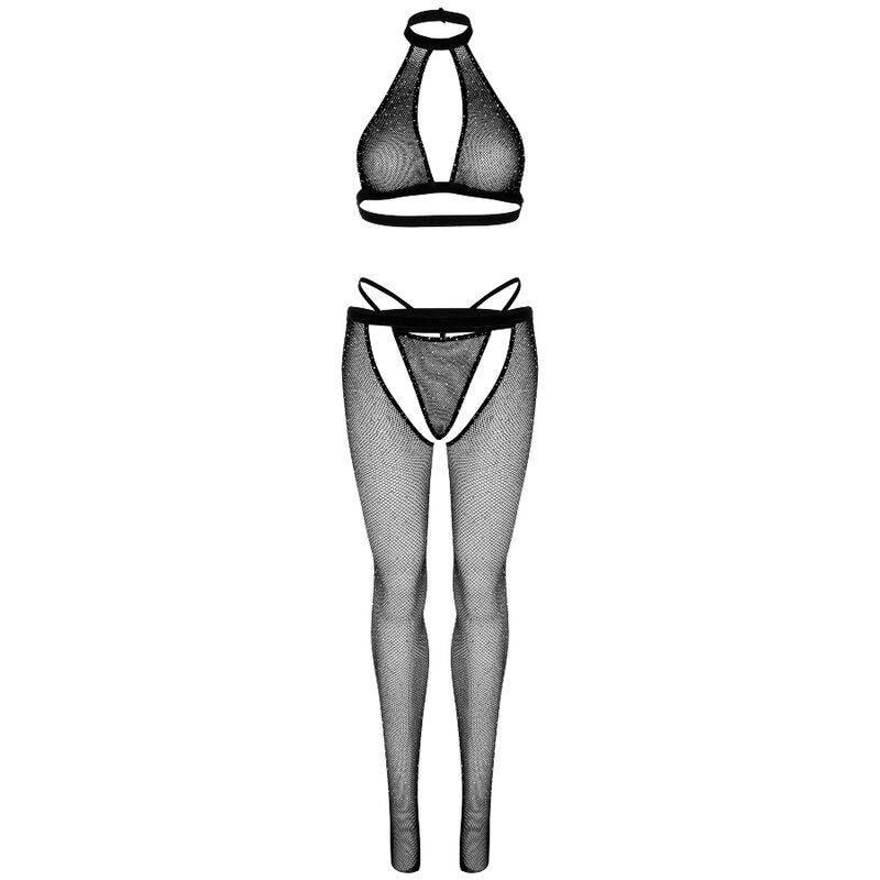 Haut en résille, string et collants Leg Avenue
