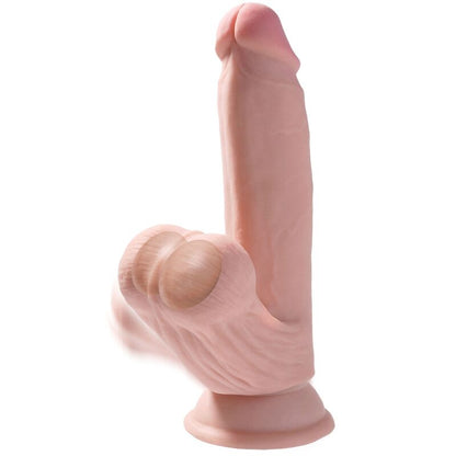 GODEMICHET RÉALISTE KING COCK PLUS 3D TRIPLE DENSITÉ AVEC TESTICULES OSCILLANTES 7" CLAIR