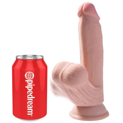 GODEMICHET RÉALISTE KING COCK PLUS 3D TRIPLE DENSITÉ AVEC TESTICULES OSCILLANTES 7" CLAIR