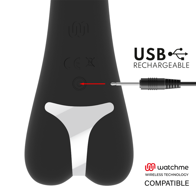Vibratore Rabbit Brilly Glam Erik Vibrator Compatibile con Watchme Nero