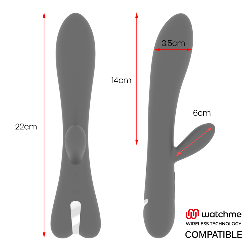 Vibratore Rabbit Brilly Glam Erik Vibrator Compatibile con Watchme Nero