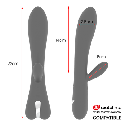 Vibratore Rabbit Brilly Glam Erik Vibrator Compatibile con Watchme Nero