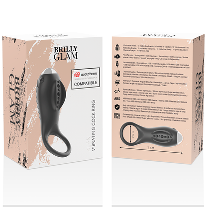 Anello Vibrante Brilly Glam Alan compatibile con Wacthme Nero