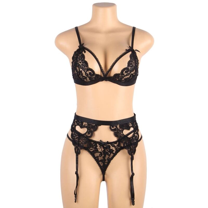 Subblime set tre pezzi reggiseno + reggicalze + perizoma s/m