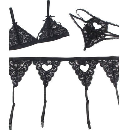 Subblime set tre pezzi reggiseno + reggicalze + perizoma s/m