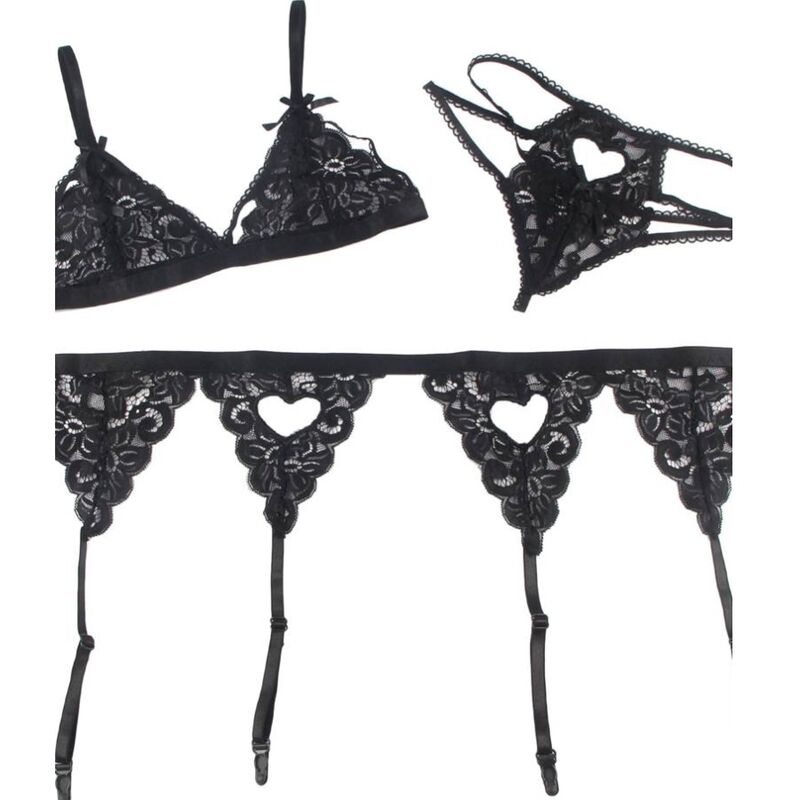 Subblime set tre pezzi bra+ reggicalze + perizoma l/xl