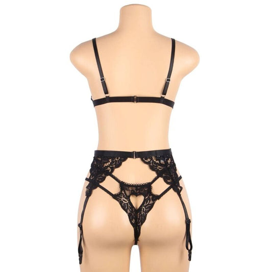 Subblime ensemble trois pièces soutien-gorge + porte-jarretelles + string L/XL