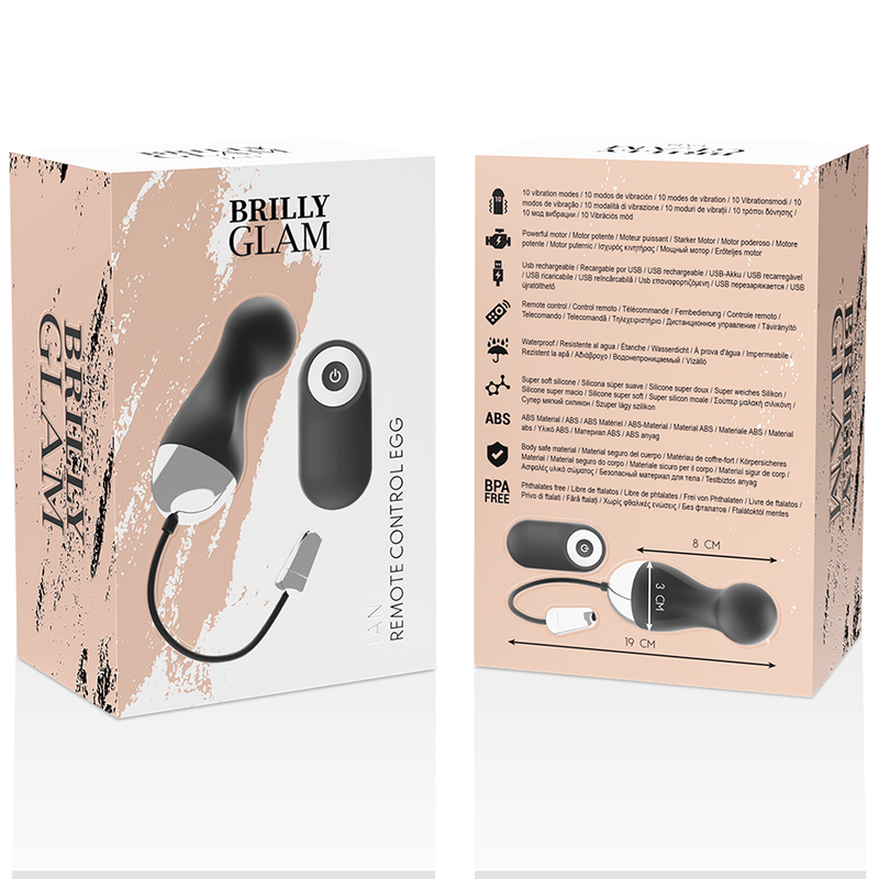 Ovetto vibrante Brilly glam ian con telecomando nero