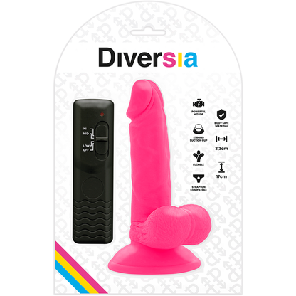 Diversia dildo vibrante flessibile 17 cm - rosa