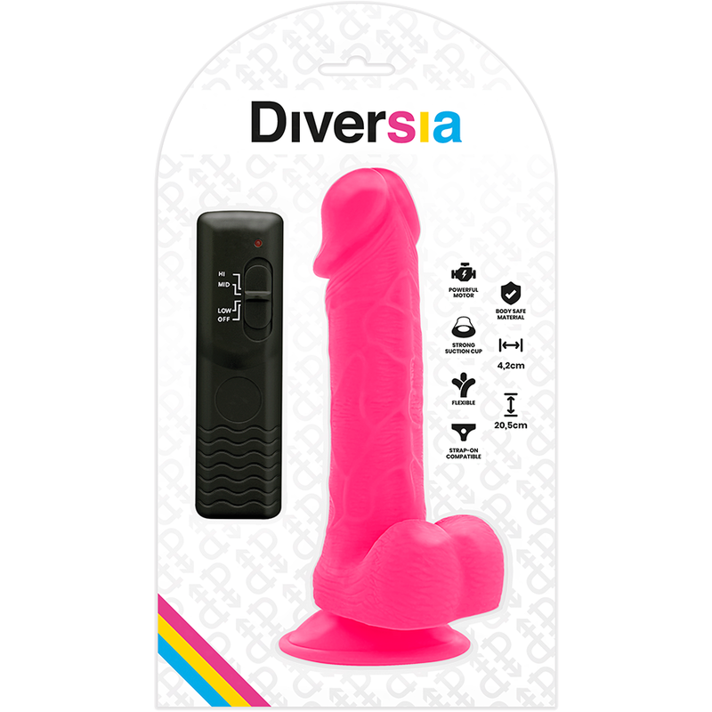 Diversia dildo vibrante flessibile 20,5 cm - rosa