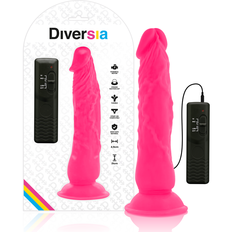 Diversia dildo vibrante flessibile 21 cm - rosa