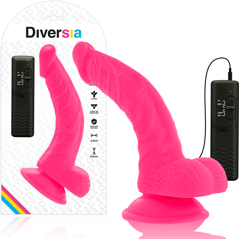 Dildo Diversia con Vibrazione e Telecomadando Fucsia