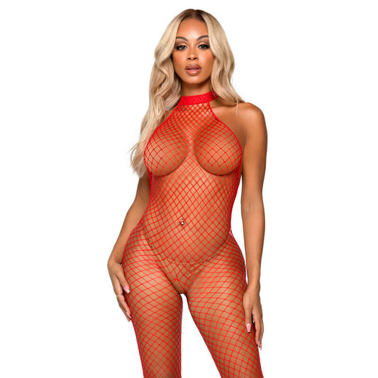 Leg avenue racer neck bodystocking taglia unica - rosso