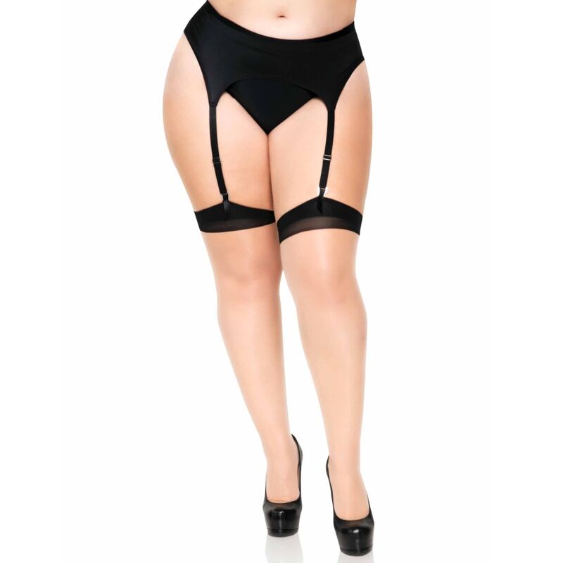 Coscia plus lycra sheer 2 toni con cucitura e tacco cubano