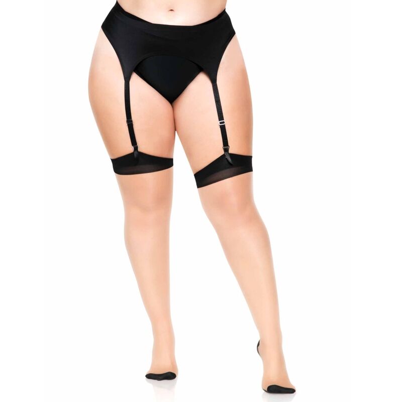 Coscia plus lycra sheer 2 toni con cucitura e tacco cubano