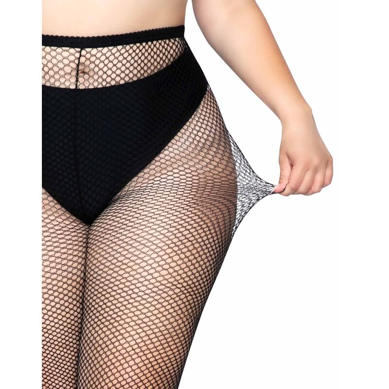 Leg avenue medias en red - negro talla grande