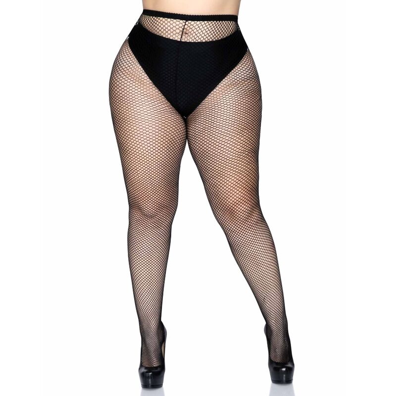 Leg avenue medias en red - negro talla grande