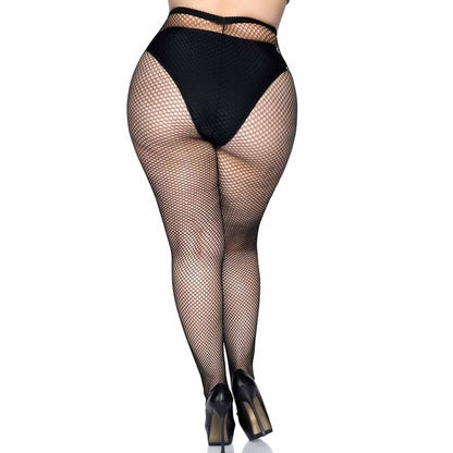 Leg avenue medias en red - negro talla grande