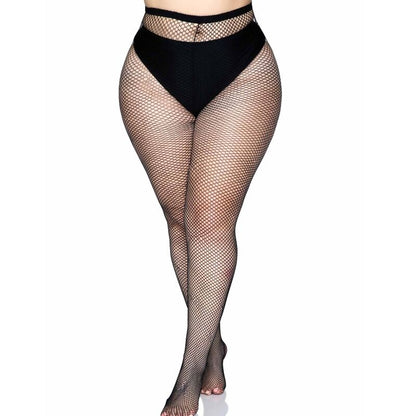 Leg avenue medias en red - negro talla grande