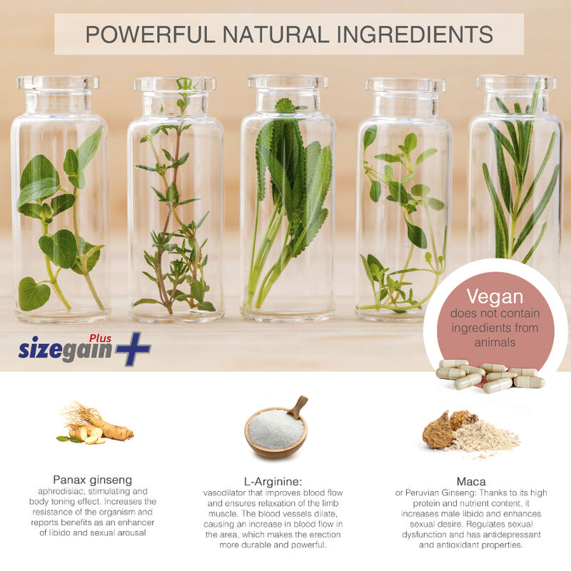 Complément 500COSMETICS Sizegain plus - pilules naturelles 30 gélules