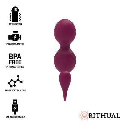 Palline vaginali Rithual Nisha con vibrazione bordeaux