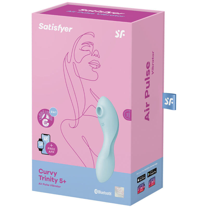 Succhia Clitoris + Point G Satisfyer Curvy Trinity 5 Bleu clair