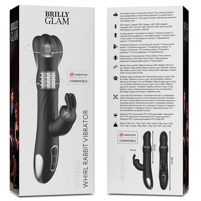 Vibratore Rabbit Brilly Glam Moebius Compatibile con Watchme Nero