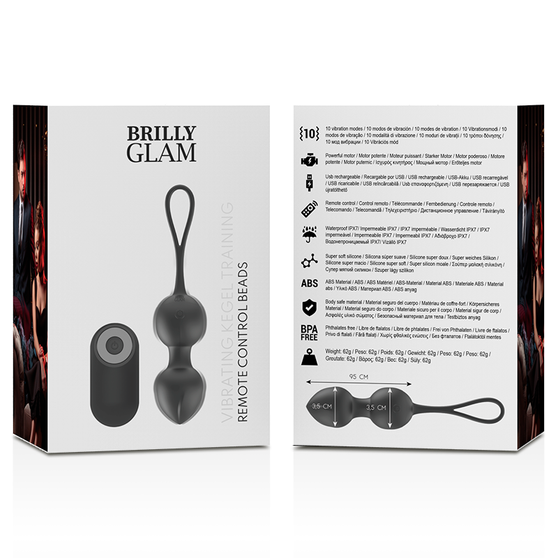 Boules vaginales Brilly glam 2 boules vibrantes avec télécommande noire