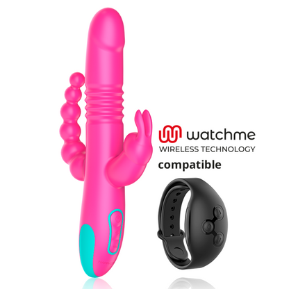 Vibratore Rabbit Happy Loky Donald Compatibile con Watchme Rosa