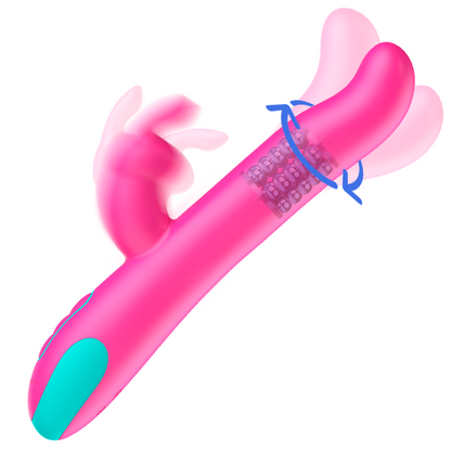 Vibratore Rabbit Happy Loky Pluto Compatibile con Watchme Rosa