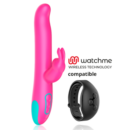 Vibratore Rabbit Happy Loky Pluto Compatibile con Watchme Rosa