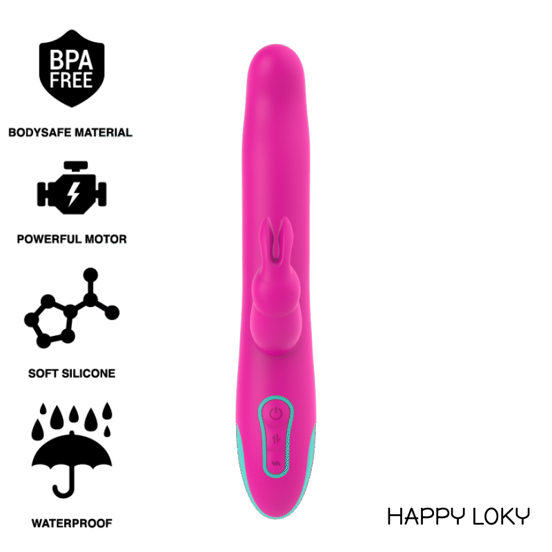 Vibratore Rabbit Happy Loky Pluto Compatibile con Watchme Rosa
