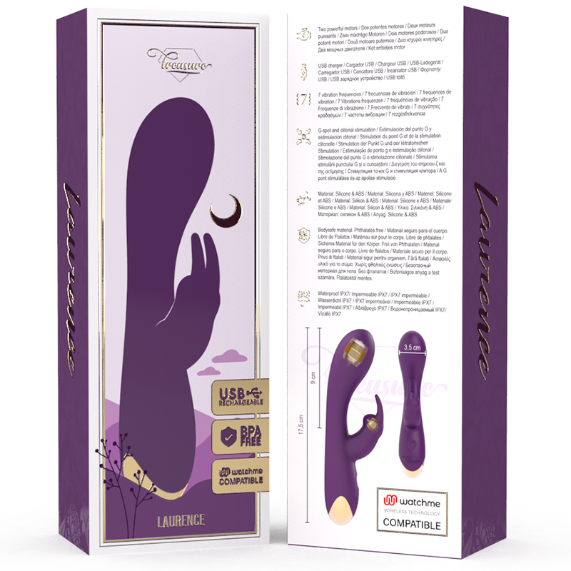 Vibratore Rabbit TREASURE Laurence Compatibile con watchme Viola