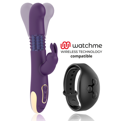 Vibratore Rabbit Treasure bastian up & down, rotatore e vibratore compatibile con watchme Viola