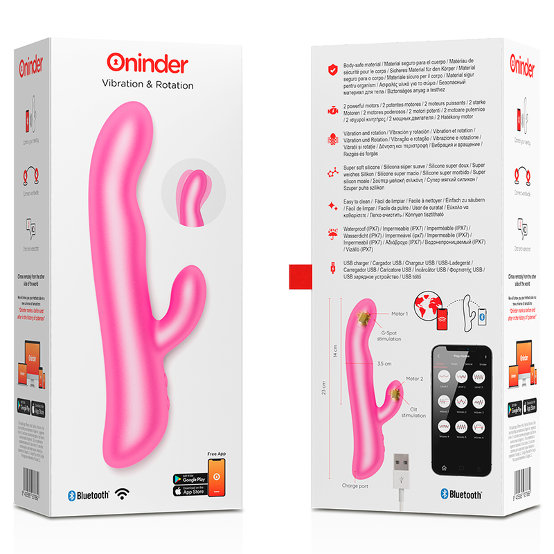 Vibratore Rabbit Oninder Vibration & Rotation Free App Rosa
