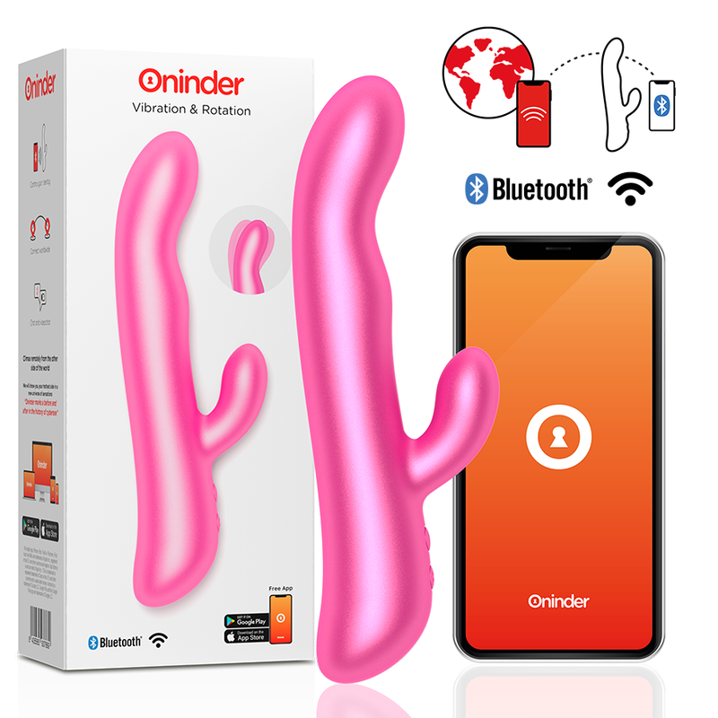 Vibratore Rabbit Oninder Vibration & Rotation Free App Rosa