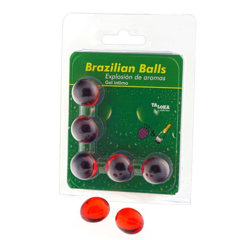 Taloka - 5 palline brasiliani fragole e champagne gel intimo