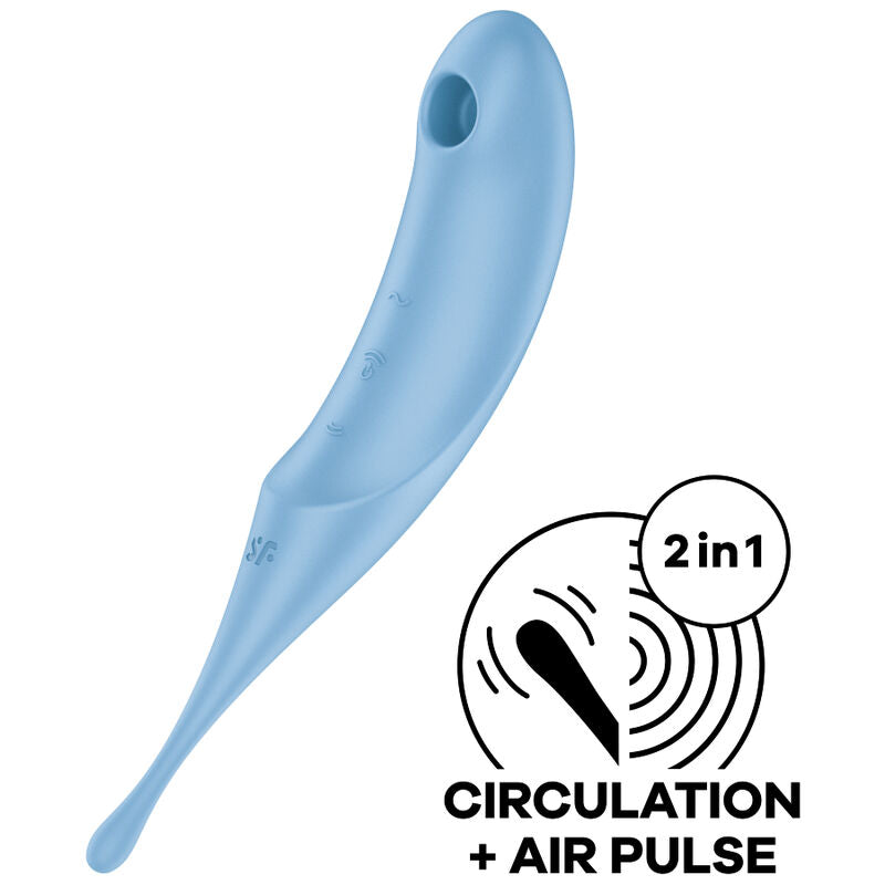 Succhia Clitoride multifunzione Satisfyer Twirling Pro Celeste