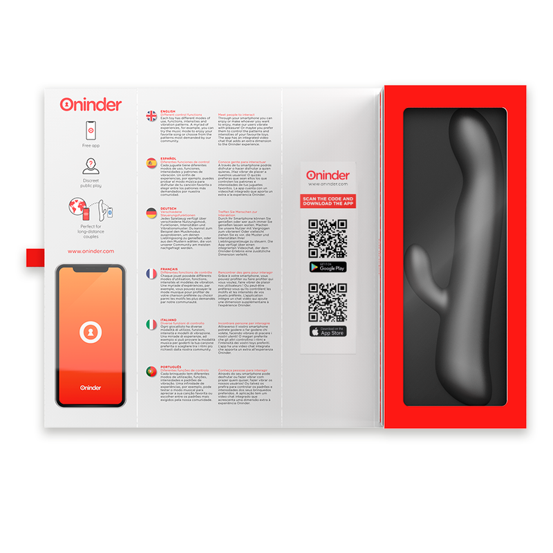 Vibratore Rabbit Oninder Vibration & Rotation Free App Nero