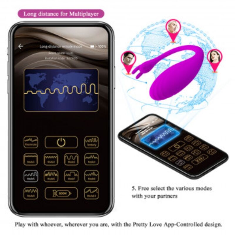 Ovetto vibrante Pretty Love Catalina viola con app