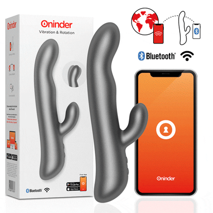 Vibratore Rabbit Oninder Vibration & Rotation Free App Nero