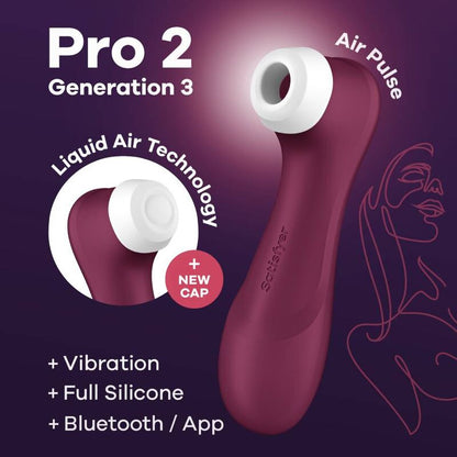 Succhia Clitoris Satisfyer Pro 2 Génération 3 avec application Rouge Bordeau