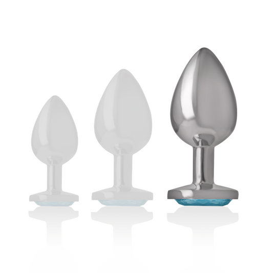 Butt Plug Intense in Metallo Alluminio Size L Argento/Celeste