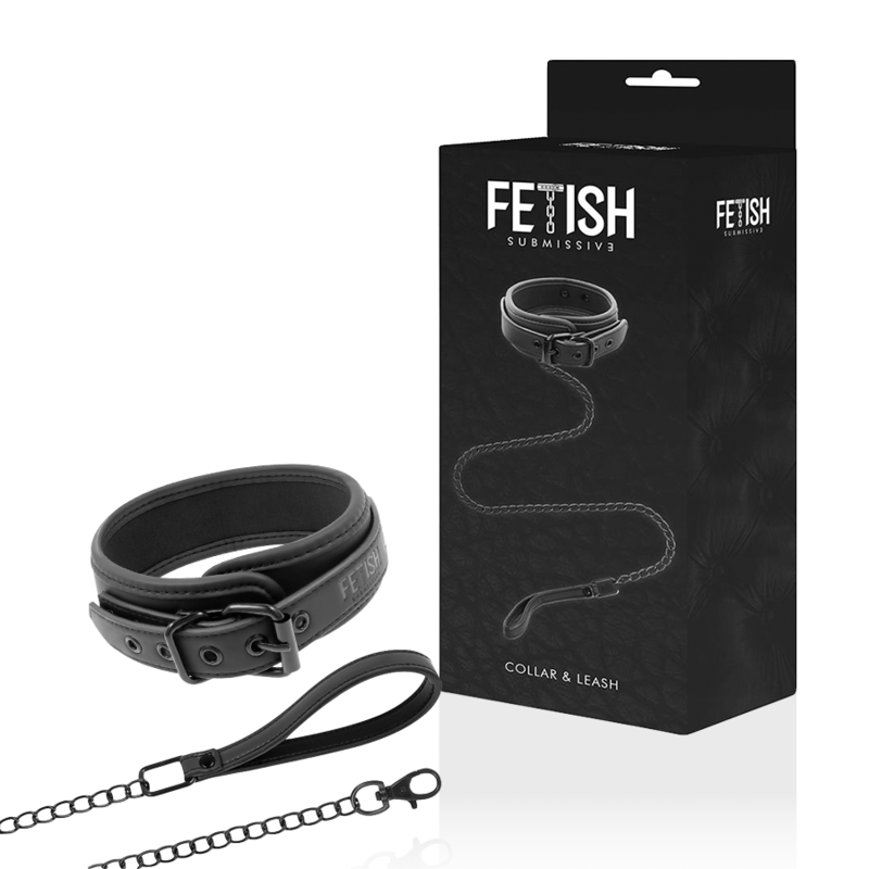 Collare Fetish submissive con catena nero