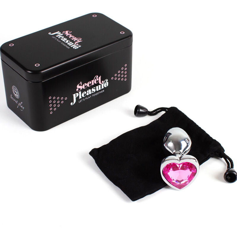 Secret play - butt plug in metallo cuore fucsia misura piccola 7 cm